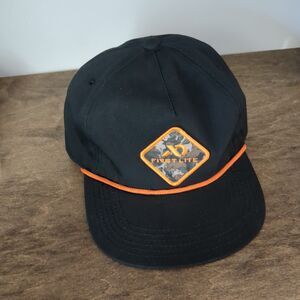 NWOT First Lite Hat Cap Adjustable Snapback Black Orange Rope Patch Hunting